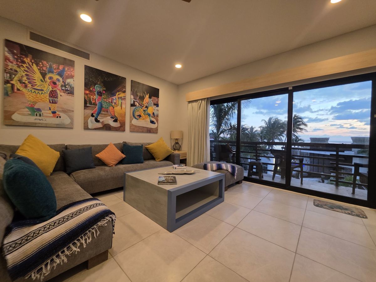 The living area of a two bedroom residence, opening onto the terrace